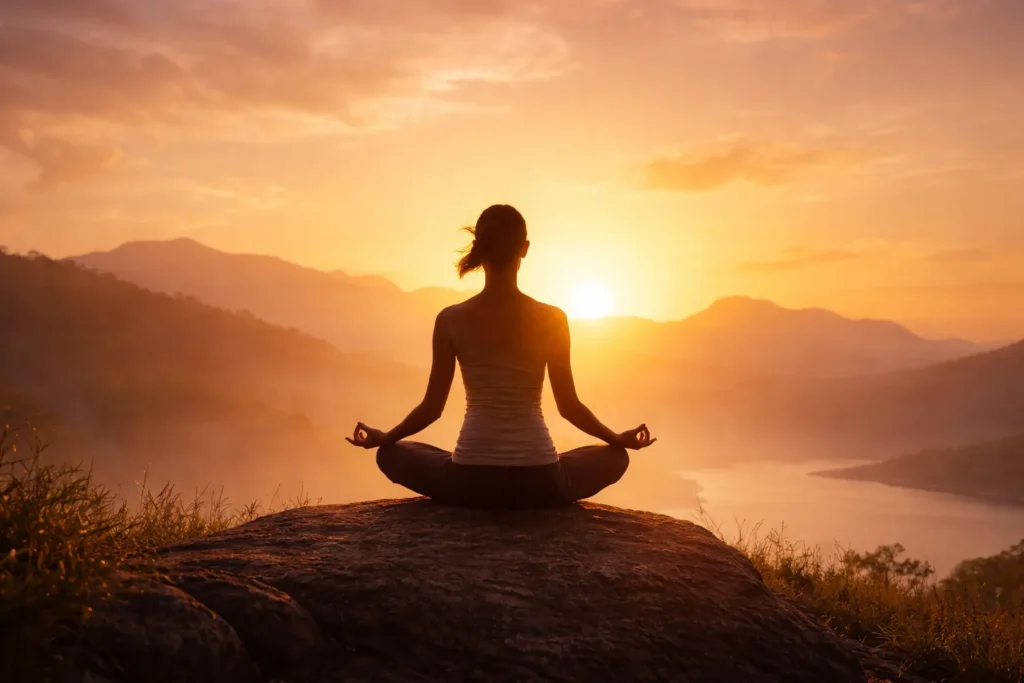 ध्यान में स्थित साधक – ज्ञान और चेतना की जागृति का प्रतीक